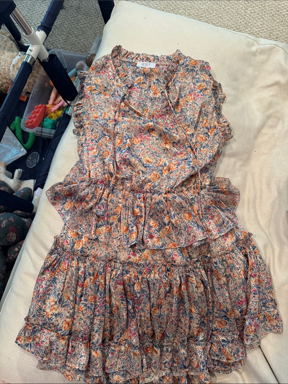 Floral Ruffle Tiered Kids Dress in Multi-Color
